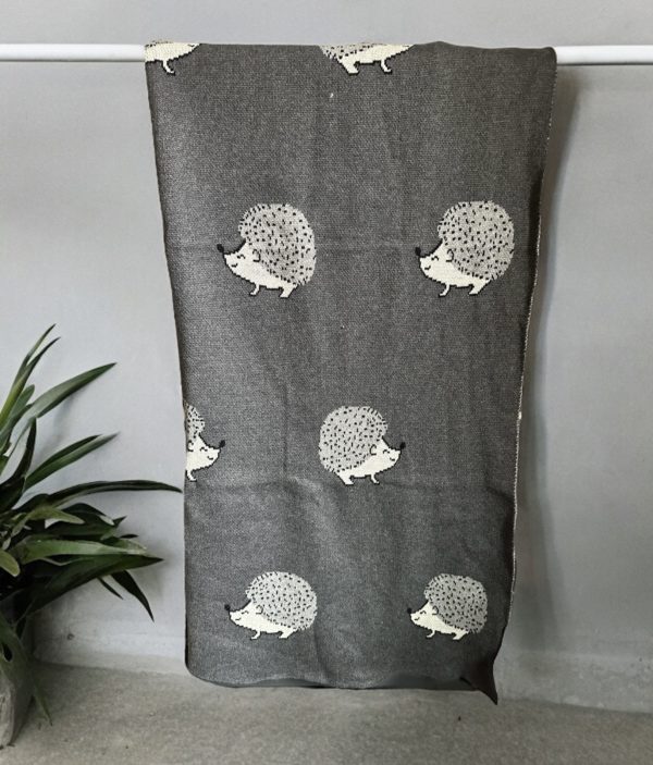 Adorable Hedgehogs 100% Cotton Knit Blanket